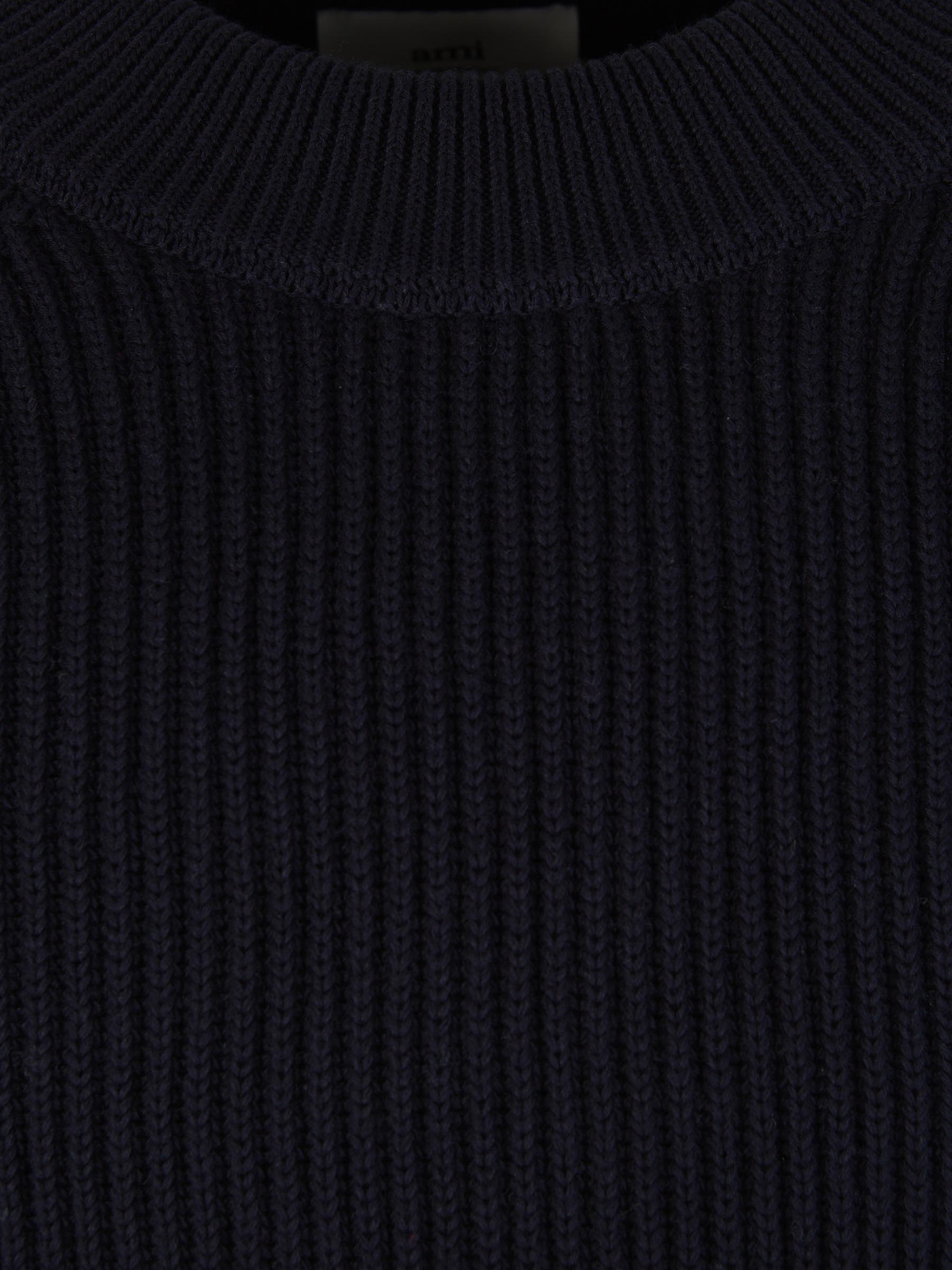 Outlet online Ami Paris Hombre Jersey Punto Trenzado color Azul Noche sku 542-002261 02 - Foto 4