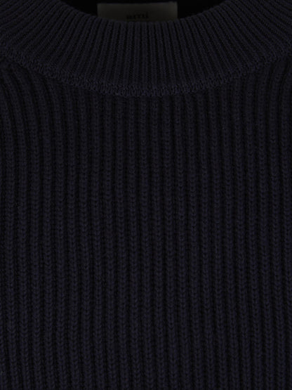 Outlet online Ami Paris Hombre Jersey Punto Trenzado color Azul Noche sku 542-002261 02 - Foto 4