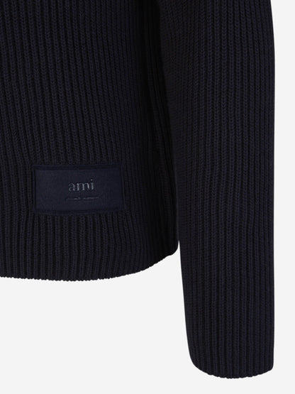 Outlet online Ami Paris Hombre Jersey Punto Trenzado color Azul Noche sku 542-002261 02 - Foto 5