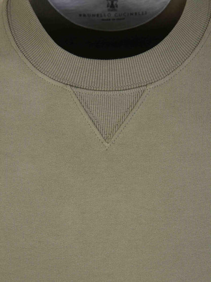 Outlet online Brunello Cucinelli Hombre Sudadera Algodón Crewneck color Verde Militar sku 542-002265 01 - Foto 3