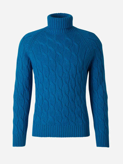 Outlet online Gran Sasso Hombre Jersey Trenzado Lana color Azul Real sku 542-002305 02 - Foto 5