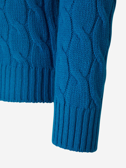 Outlet online Gran Sasso Hombre Jersey Trenzado Lana color Azul Real sku 542-002305 02 - Foto 8