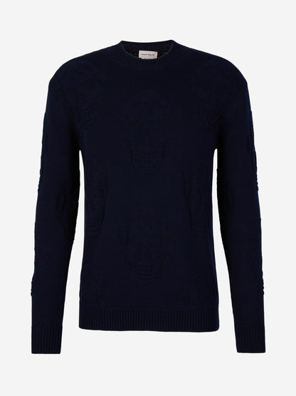 Outlet online McQueen Hombre Jersey Algodón Calavera color Azul Noche sku 542-002328 01 - Foto 1