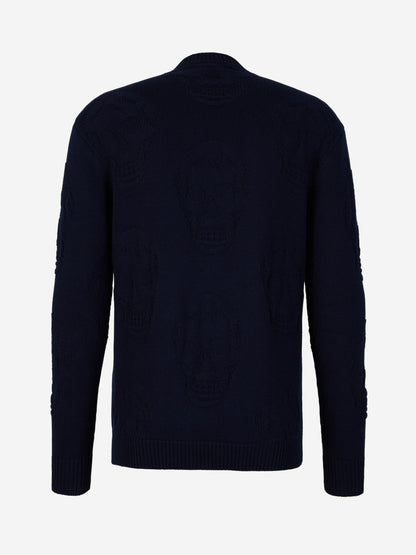 Outlet online McQueen Hombre Jersey Algodón Calavera color Azul Noche sku 542-002328 01 - Foto 2