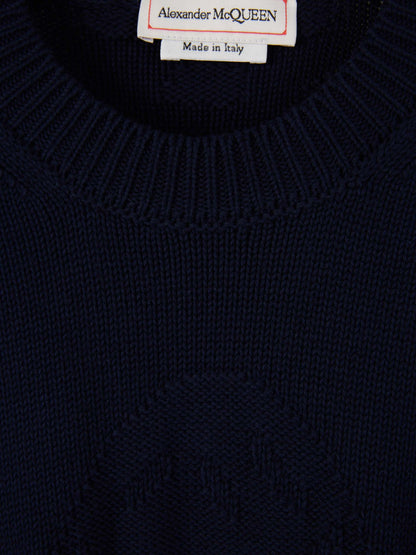 Outlet online McQueen Hombre Jersey Algodón Calavera color Azul Noche sku 542-002328 01 - Foto 3