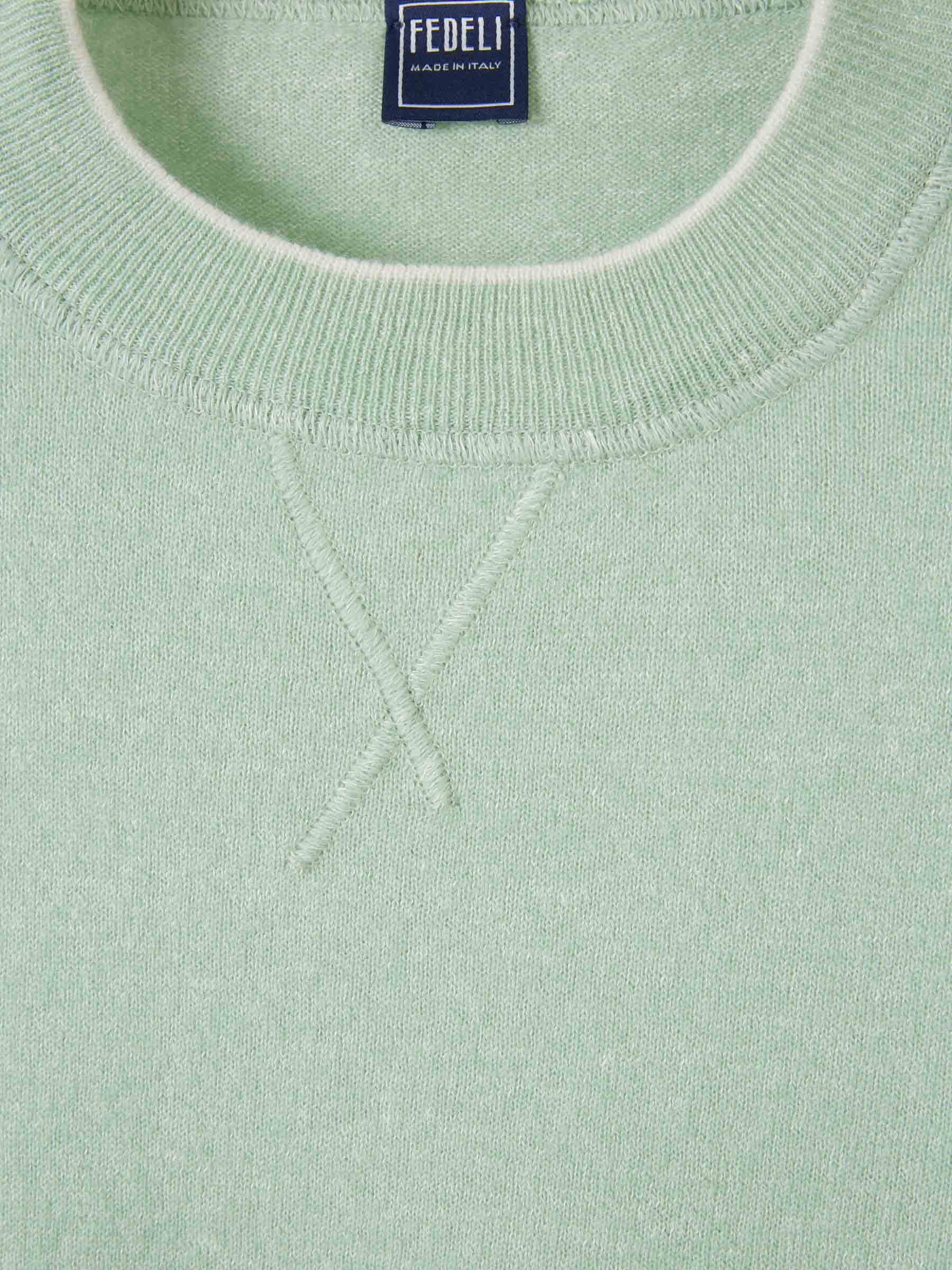 Outlet online Fedeli Hombre Jersey Punto Cashmere color Verde Menta sku 542-002343 01 - Foto 3
