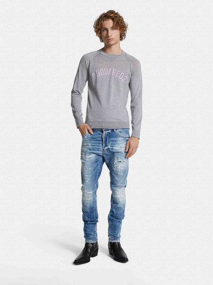 Dsquared2 Hombre Barcelona Jersey Logo Lana color Gris Piedra sku 542-002465 01 - Foto 2