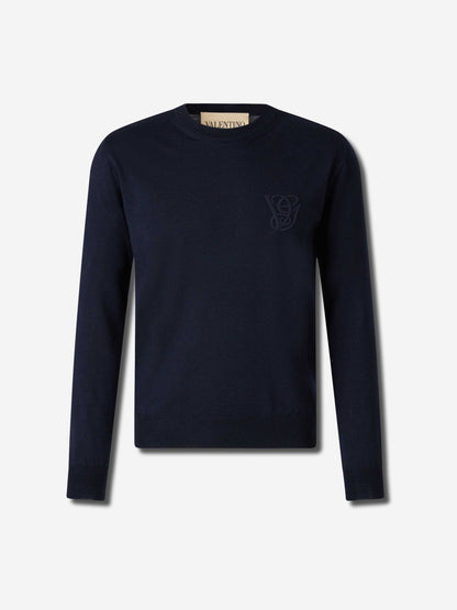 Valentino Hombre Barcelona Jersey Lana Bordado color Azul Noche sku 542-002484 01 - Foto 1