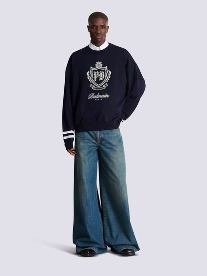 Outlet online Balmain Hombre Jersey Cuello Redondo color Azul Marino sku 542-002488 00 - Foto 2