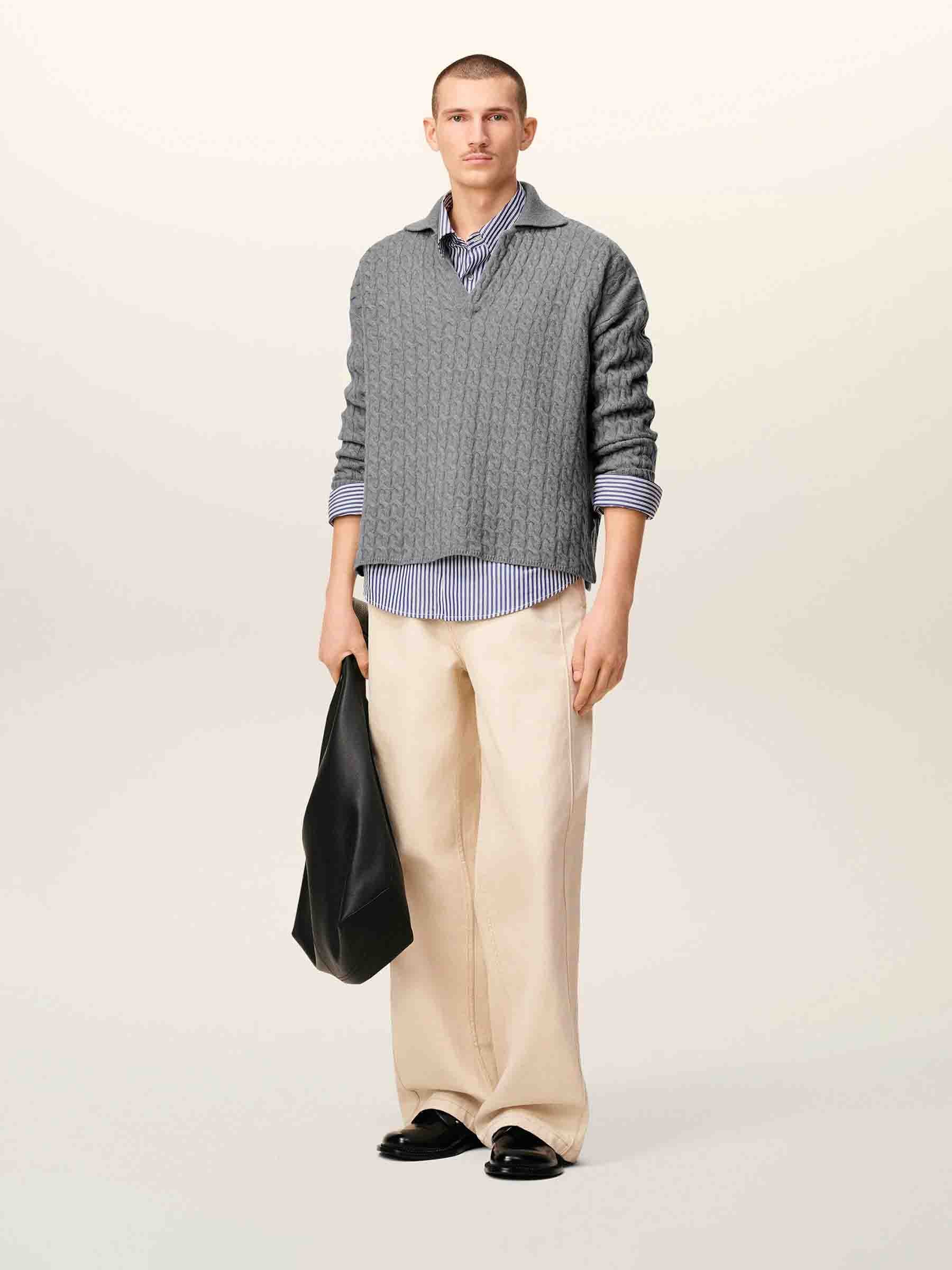 Outlet online Ami Paris Hombre Jersey Cuello Polo color Gris sku 542-002508 01 - Foto 2