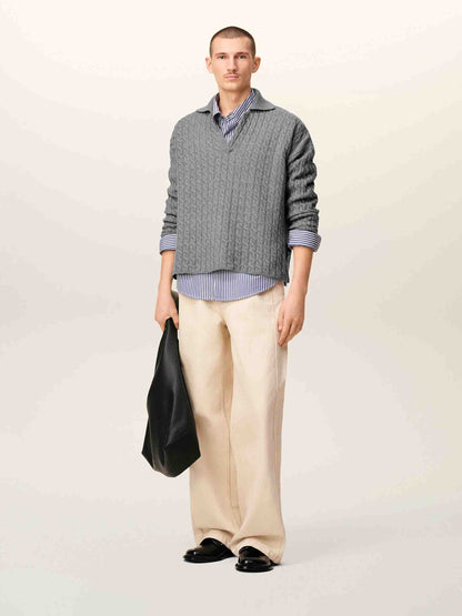 Outlet online Ami Paris Hombre Jersey Cuello Polo color Gris sku 542-002508 01 - Foto 2