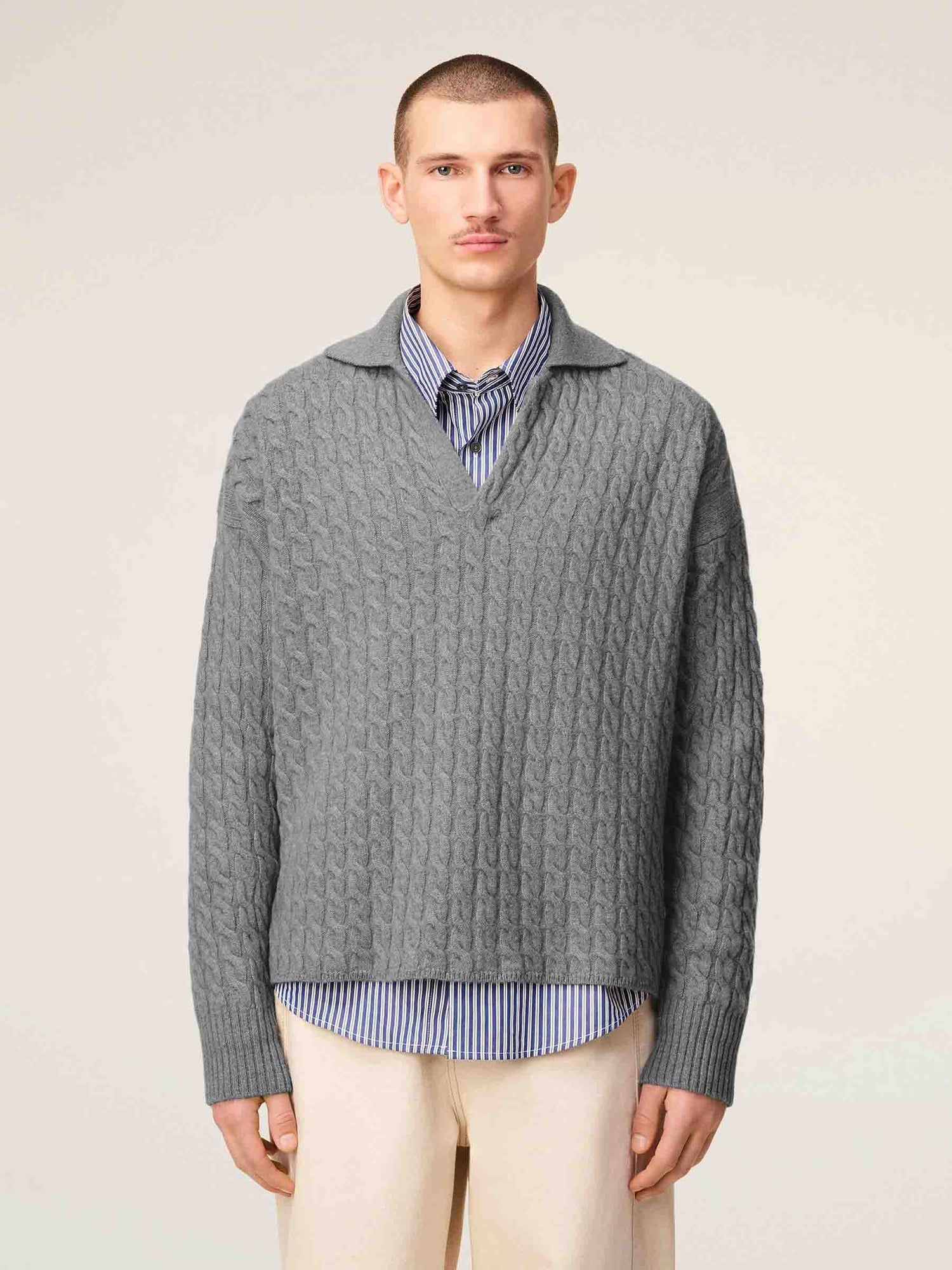 Outlet online Ami Paris Hombre Jersey Cuello Polo color Gris sku 542-002508 01 - Foto 3