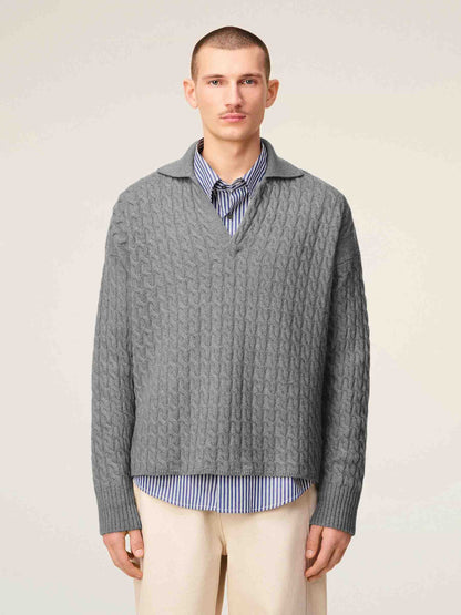 Outlet online Ami Paris Hombre Jersey Cuello Polo color Gris sku 542-002508 01 - Foto 3