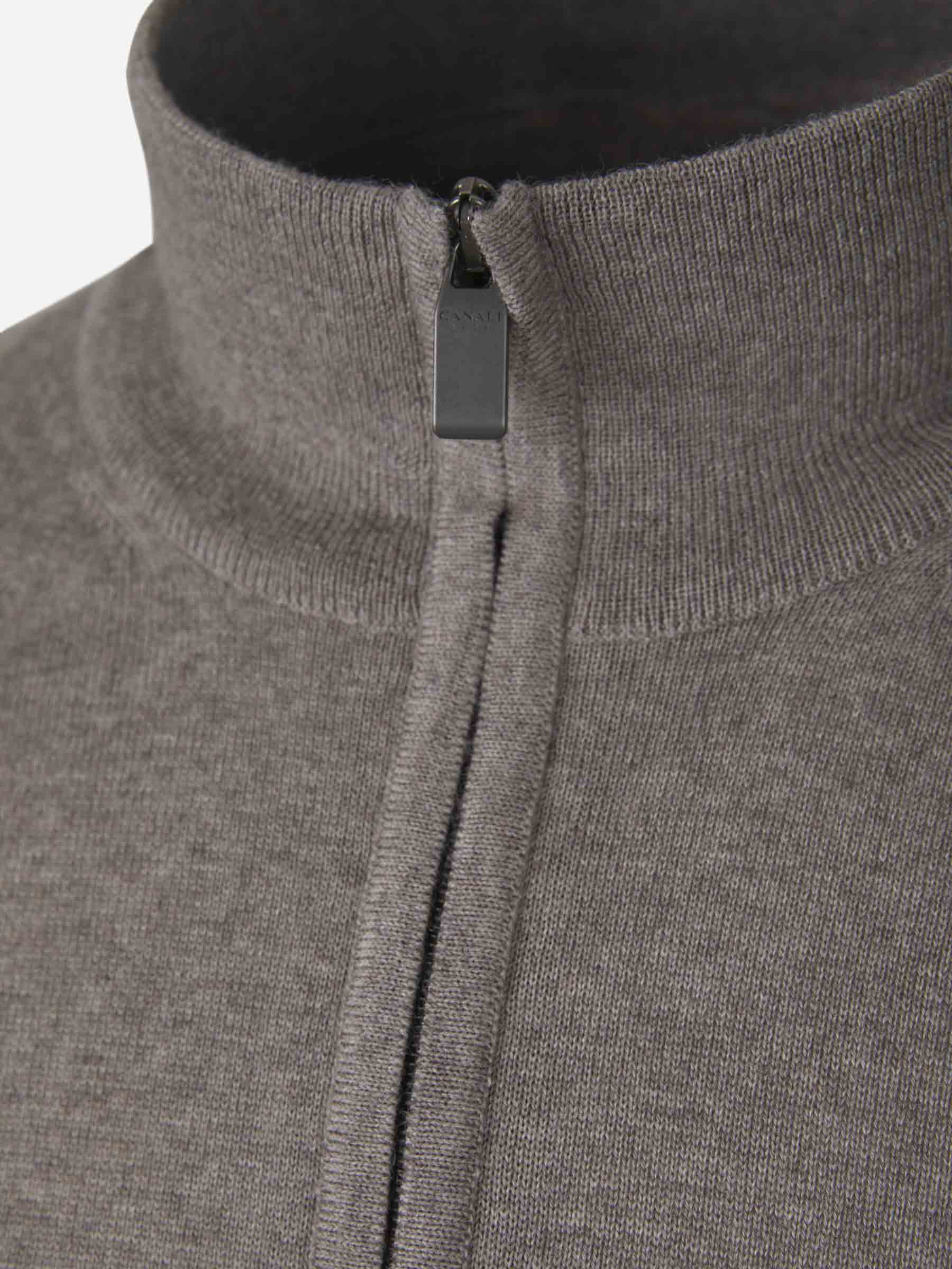 Outlet online Canali Hombre Cárdigan Cremallera Lana color Azul Denim sku 543-000864 03 - Foto 3