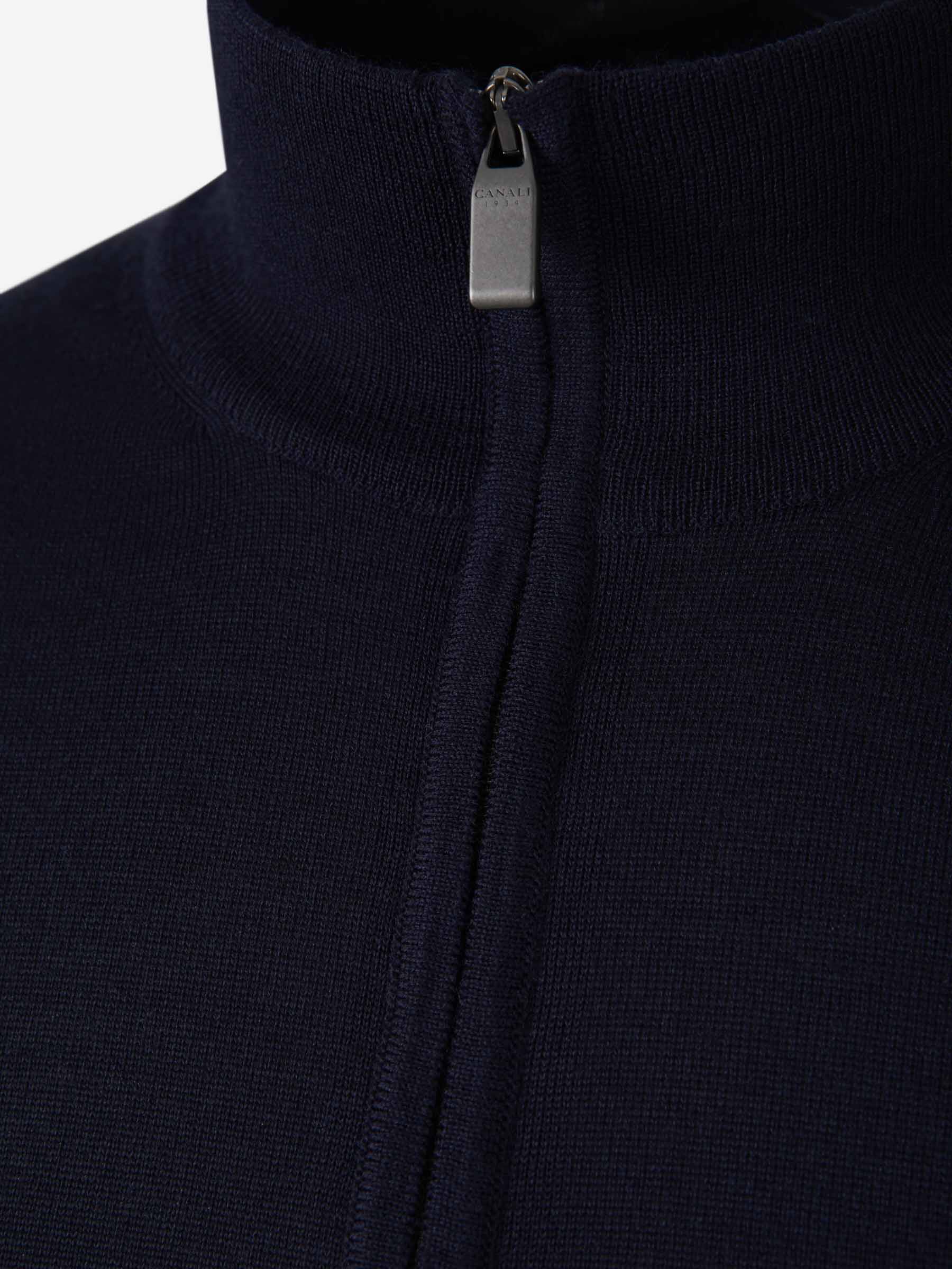 Outlet online Canali Hombre Cárdigan Cremallera Lana color Azul Denim sku 543-000864 03 - Foto 7