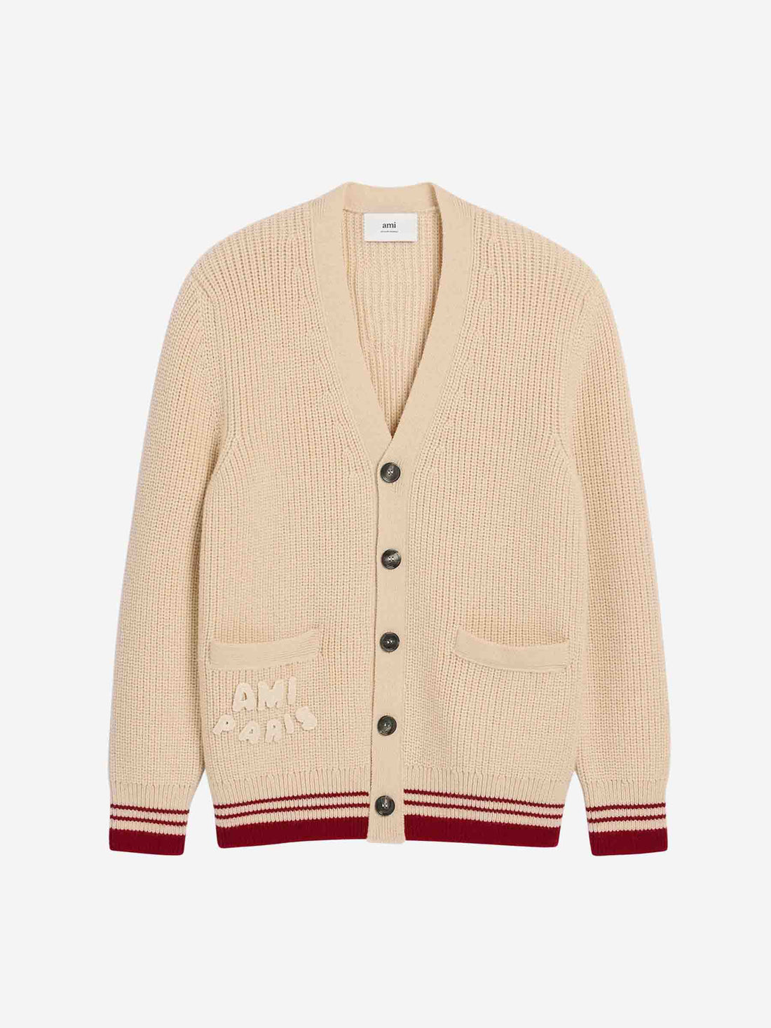 Ami Paris Hombre Barcelona Cárdigan Ribeteada Lana color Crema sku 543-000998 01 - Foto 1