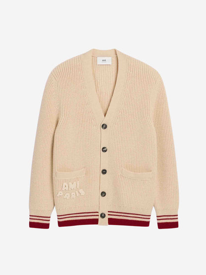 Ami Paris Hombre Barcelona Cárdigan Ribeteada Lana color Crema sku 543-000998 01 - Foto 1