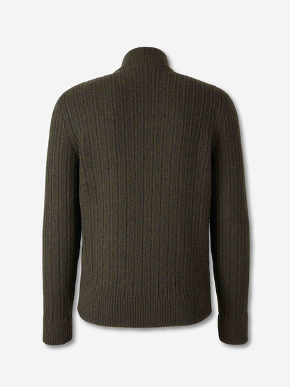 Outlet online Gran Sasso Hombre Cárdigan Acolchado Lana color Verde Oscuro sku 543-001069 02 - Foto 2