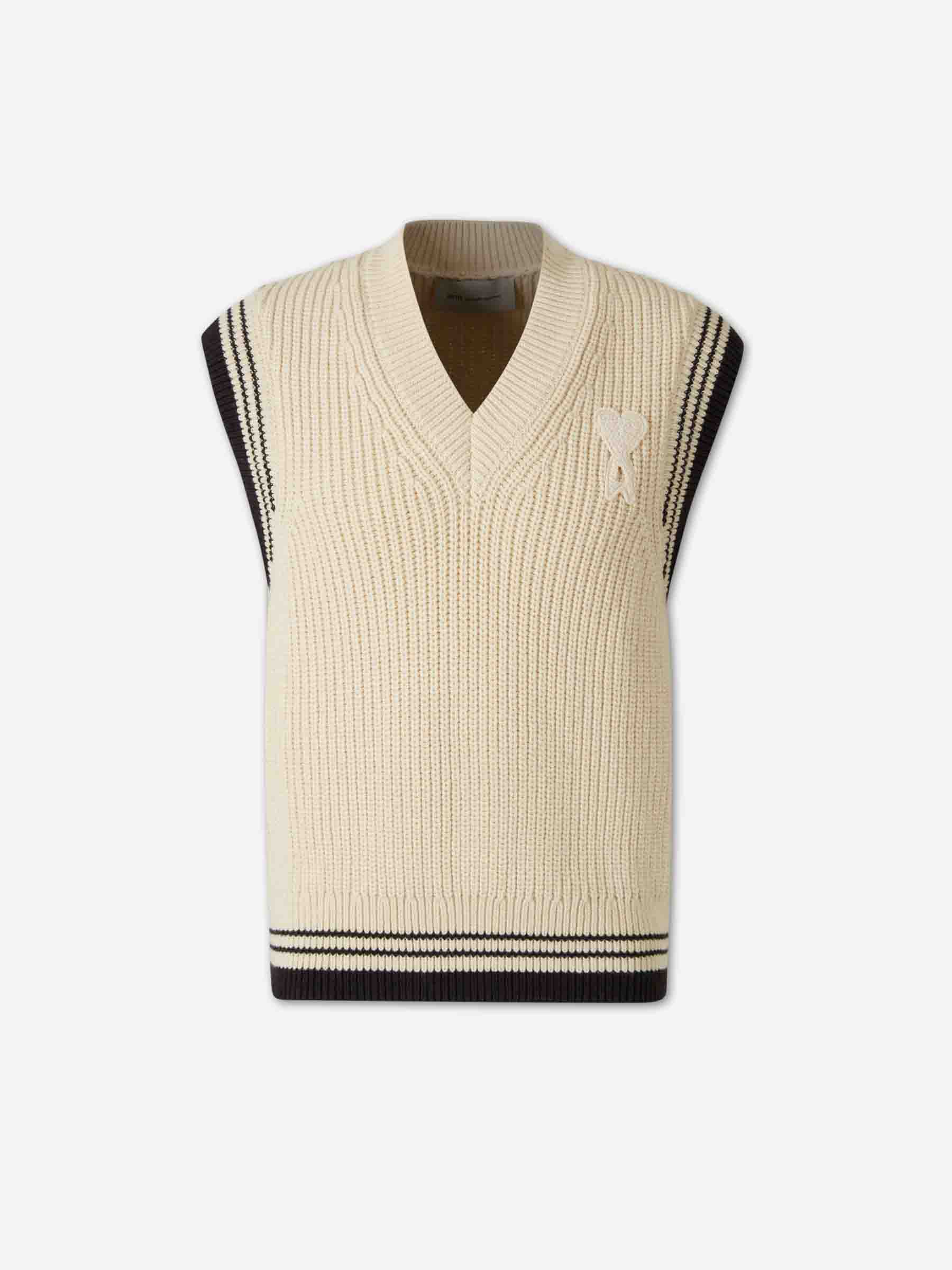 Outlet online Ami Paris Hombre Chaleco Punto Lana color Beige sku 544-000625 01 - Foto 1