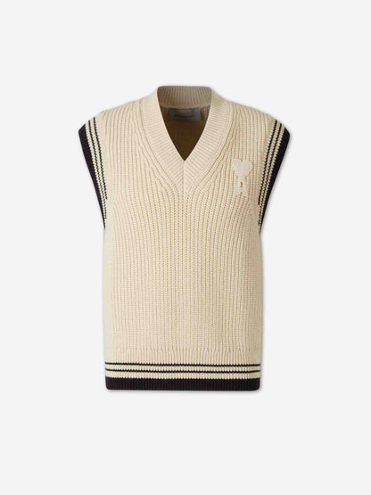 Outlet online Ami Paris Hombre Chaleco Punto Lana color Beige sku 544-000625 01 - Foto 1