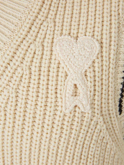 Outlet online Ami Paris Hombre Chaleco Punto Lana color Beige sku 544-000625 01 - Foto 4