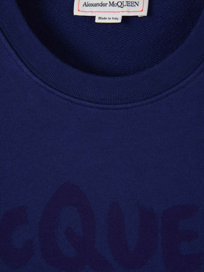 Outlet online Alexander McQueen Hombre Sudadera Estampada Algodón color Azul Marino sku 545-001370 02 - Foto 8
