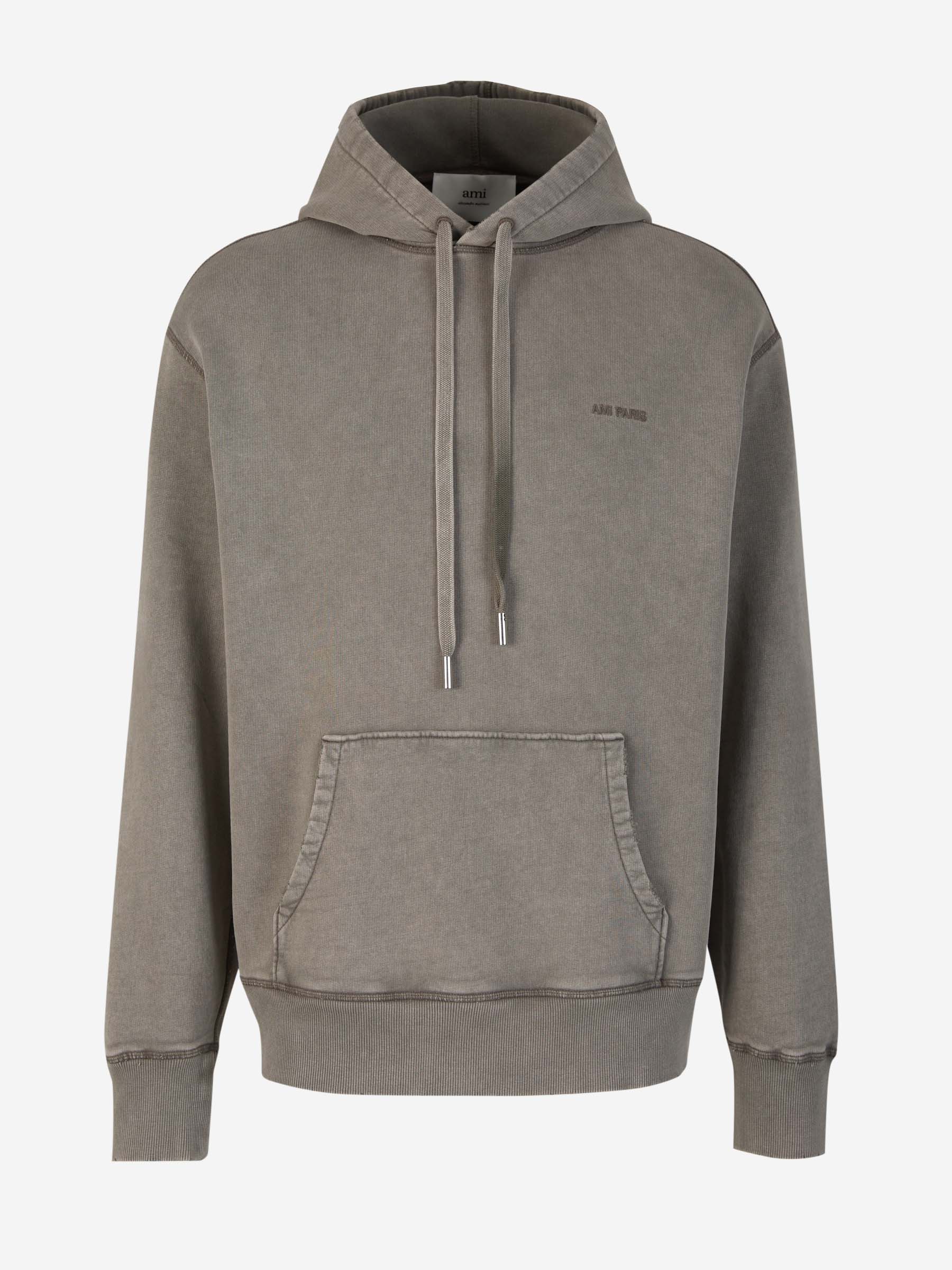 Outlet online Ami Paris Hombre Sudadera Capucha Algodón color Gris Piedra sku 545-001375 02 - Foto 1