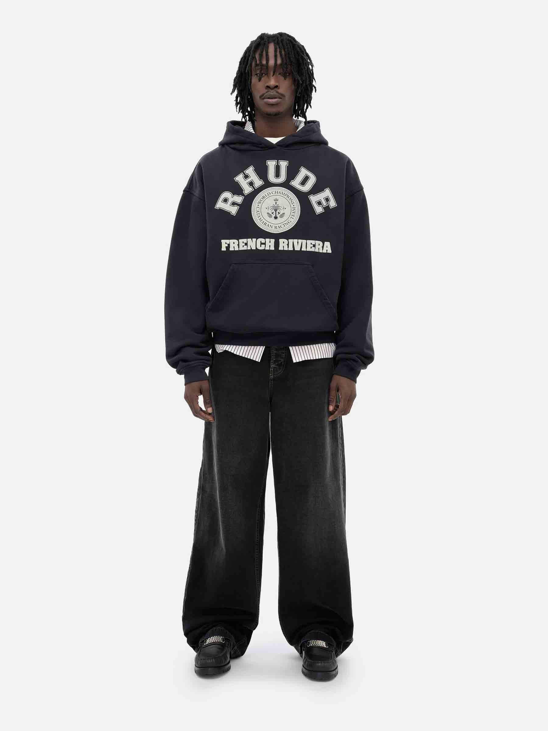 Rhude Hombre Barcelona Sudadera Capucha Algodón color Negro sku 545-001820 01 - Foto 2