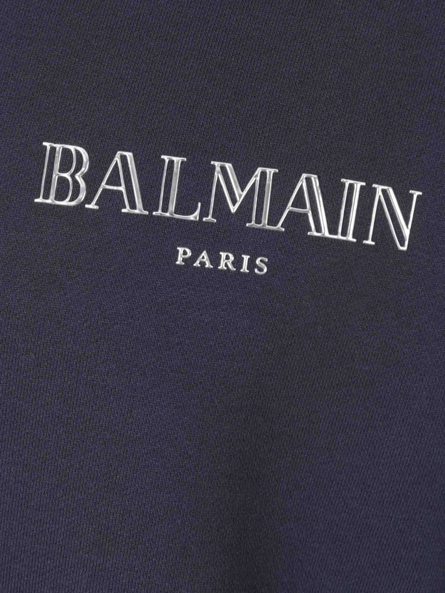 Outlet online Balmain Hombre Sudadera Capucha Algodón color Azul Marino sku 545-001845 01 - Foto 3