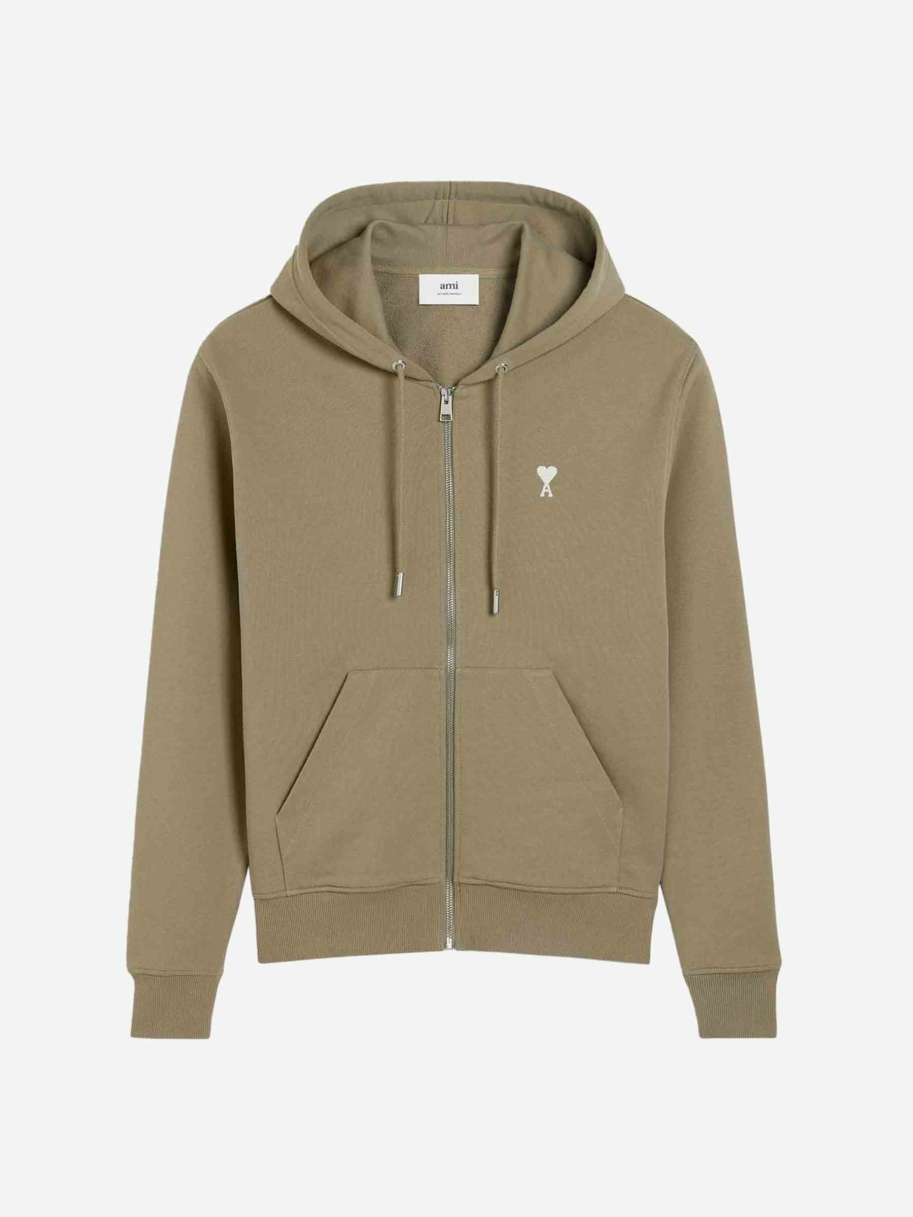 Outlet online Ami Paris Hombre Sudadera Capucha Cremallera color Verde Militar sku 545-001860 01 - Foto 1