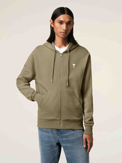 Outlet online Ami Paris Hombre Sudadera Capucha Cremallera color Verde Militar sku 545-001860 01 - Foto 2