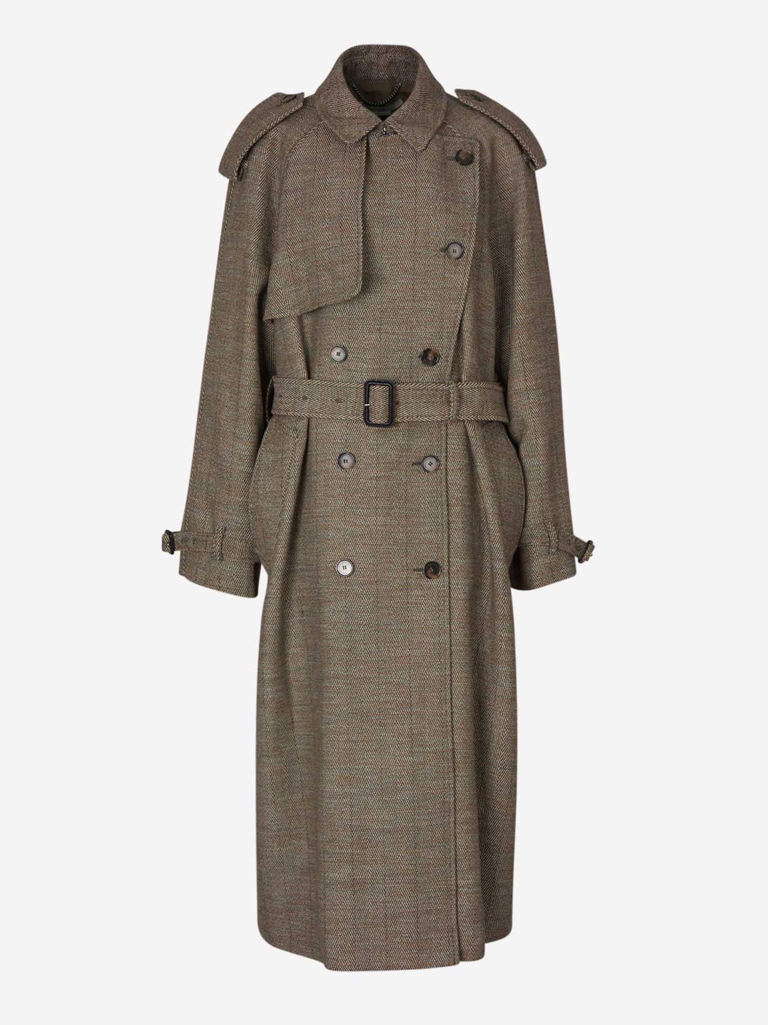 Outlet online Stella McCartney Mujer Gabardina Motivo Príncipe de Gales color Camel sku 771-001509 01 - Foto 2