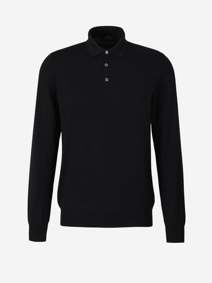 Outlet online Gran Sasso Hombre Polo Punto Lana color Negro sku 551-000303 02 - Foto 5