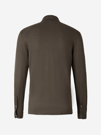 Outlet online Gran Sasso Hombre Polo Manga Larga Lino color Terracotta sku 551-000337 03 - Foto 6