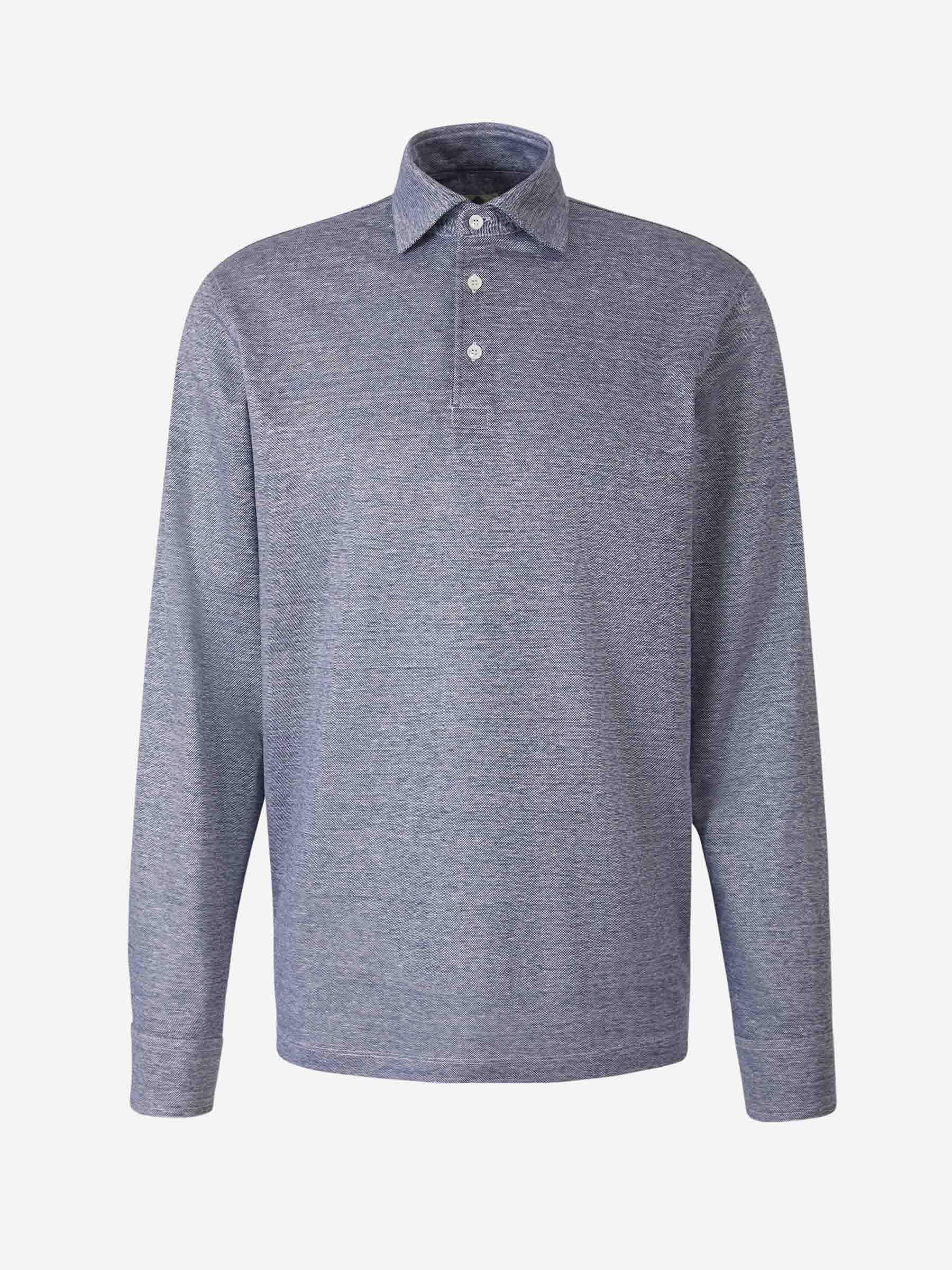 Outlet online Borrelli Hombre Polo Algodon Y Lino color Azul Cobalto sku 551-000338 02 - Foto 5
