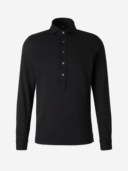 Outlet online Gran Sasso Hombre Polo Pop-Over Largo color Negro sku 551-000360 02 - Foto 5