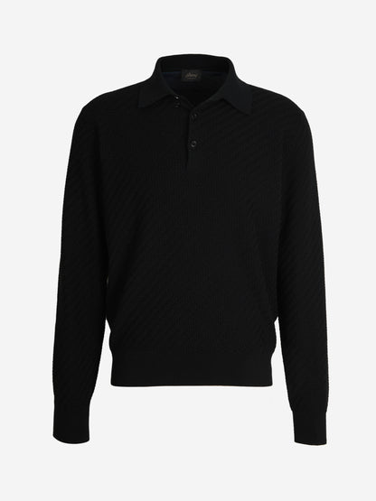 Outlet online Brioni Hombre Polo Punto Texturizado color Azul Marino sku 551-000371 01 - Foto 1