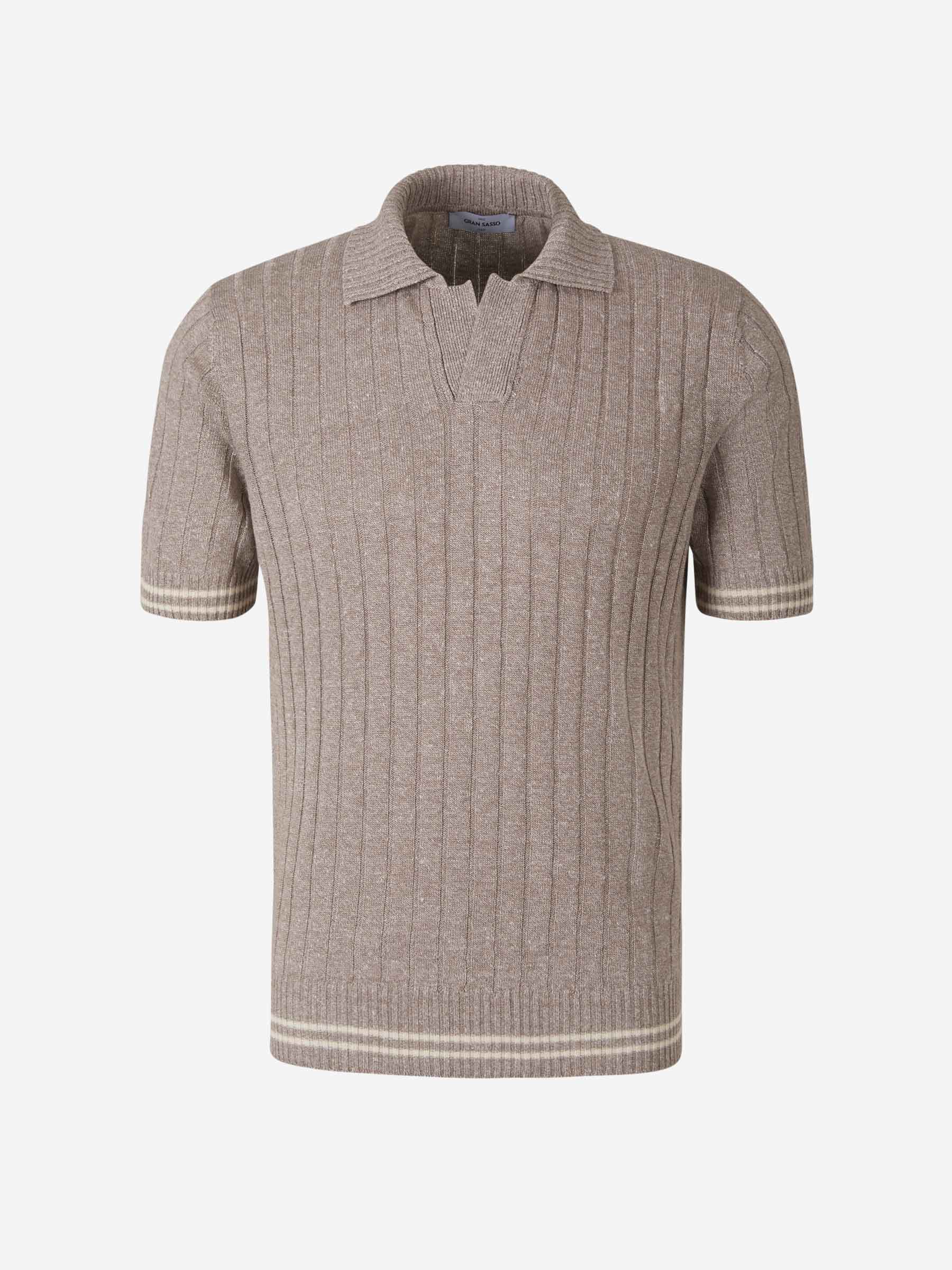 Outlet online Gran Sasso Hombre Polo Lino Y Algodón color Rosa Claro sku 552-001318 03 - Foto 6