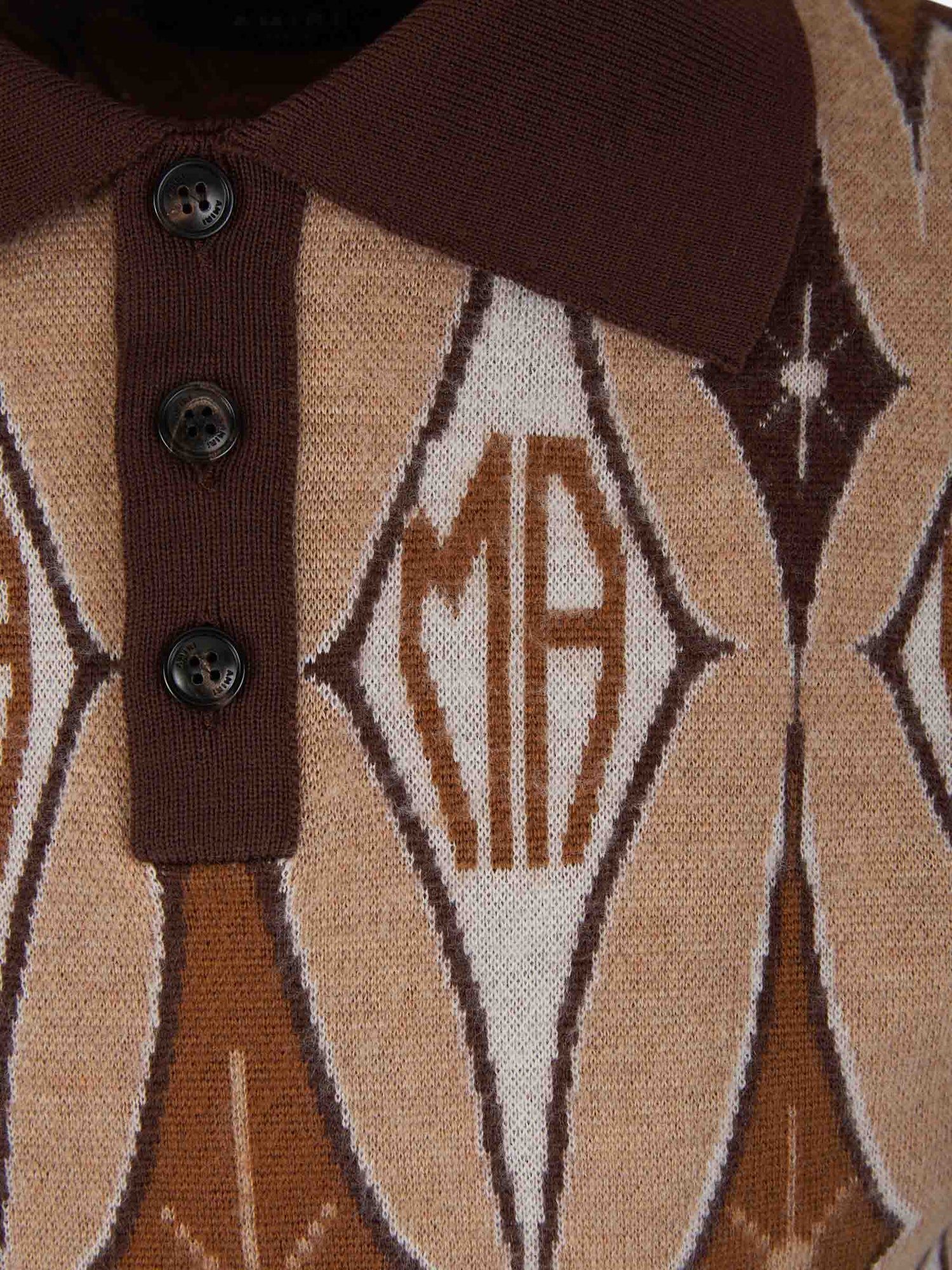 Outlet online Amiri Hombre Polo Jacquard Argyle color Marron Oscuro sku 552-001409 01 - Foto 3