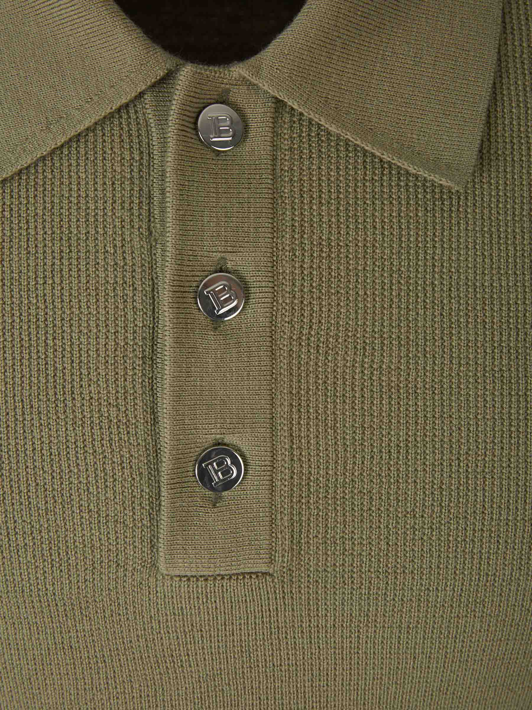 Outlet online Balmain Hombre Polo Punto Lana color Verde Militar sku 552-001504 00 - Foto 3