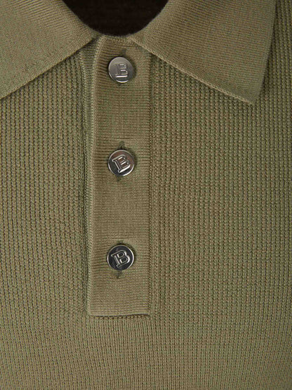 Outlet online Balmain Hombre Polo Punto Lana color Verde Militar sku 552-001504 00 - Foto 3