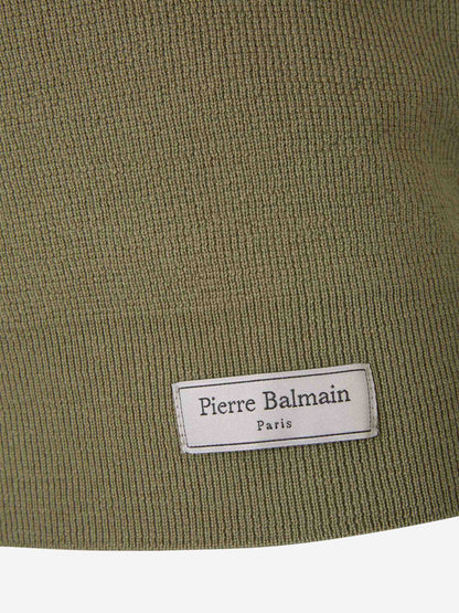 Outlet online Balmain Hombre Polo Punto Lana color Verde Militar sku 552-001504 00 - Foto 4