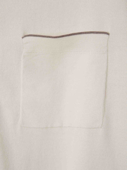 Outlet online Brunello Cucinelli Hombre Polo Bolsillo Algodón color Crema sku 552-001533 01 - Foto 5