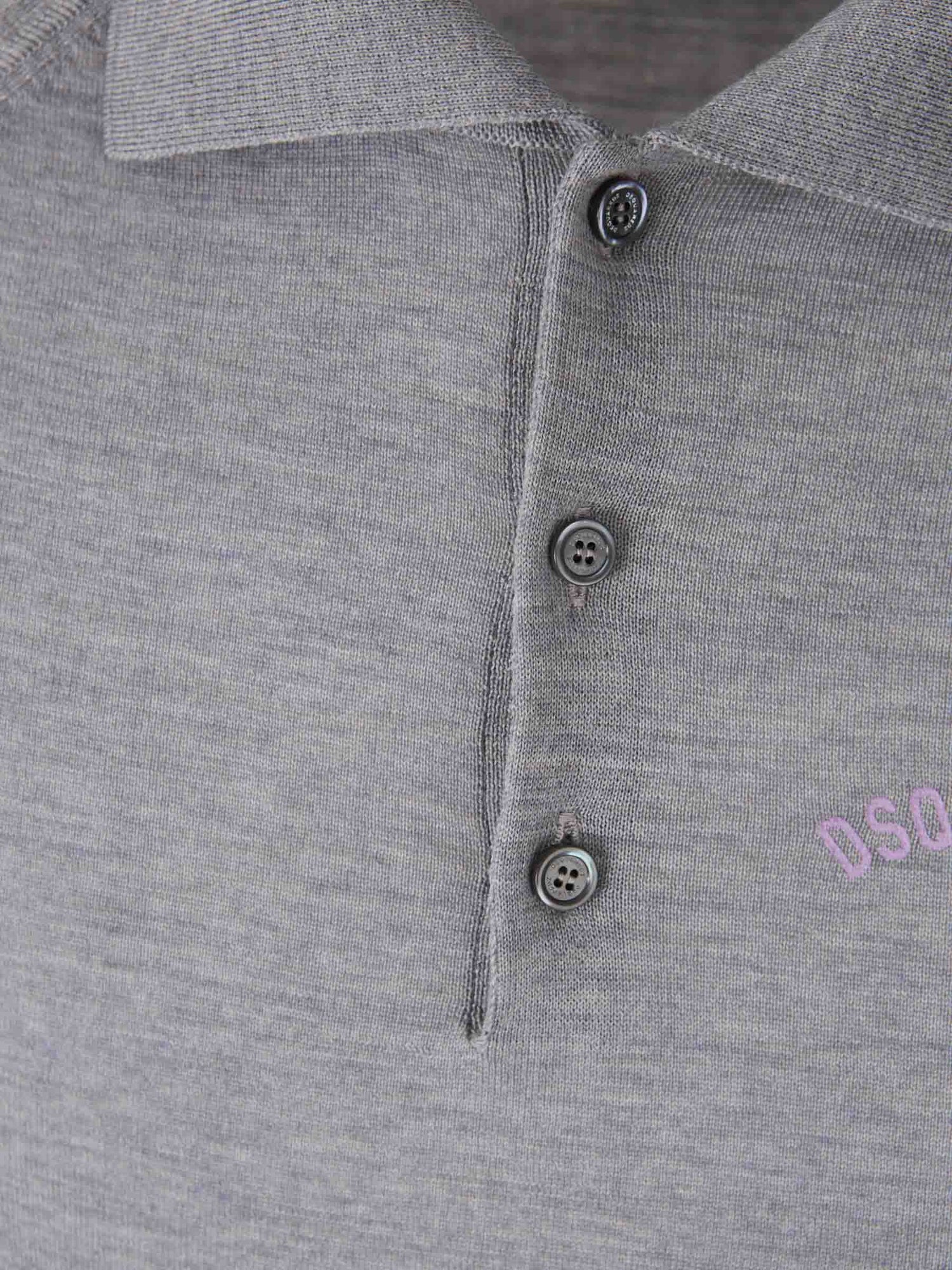 Outlet online Dsquared2 Hombre Polo Punto Lana color Gris Piedra sku 552-001584 01 - Foto 3