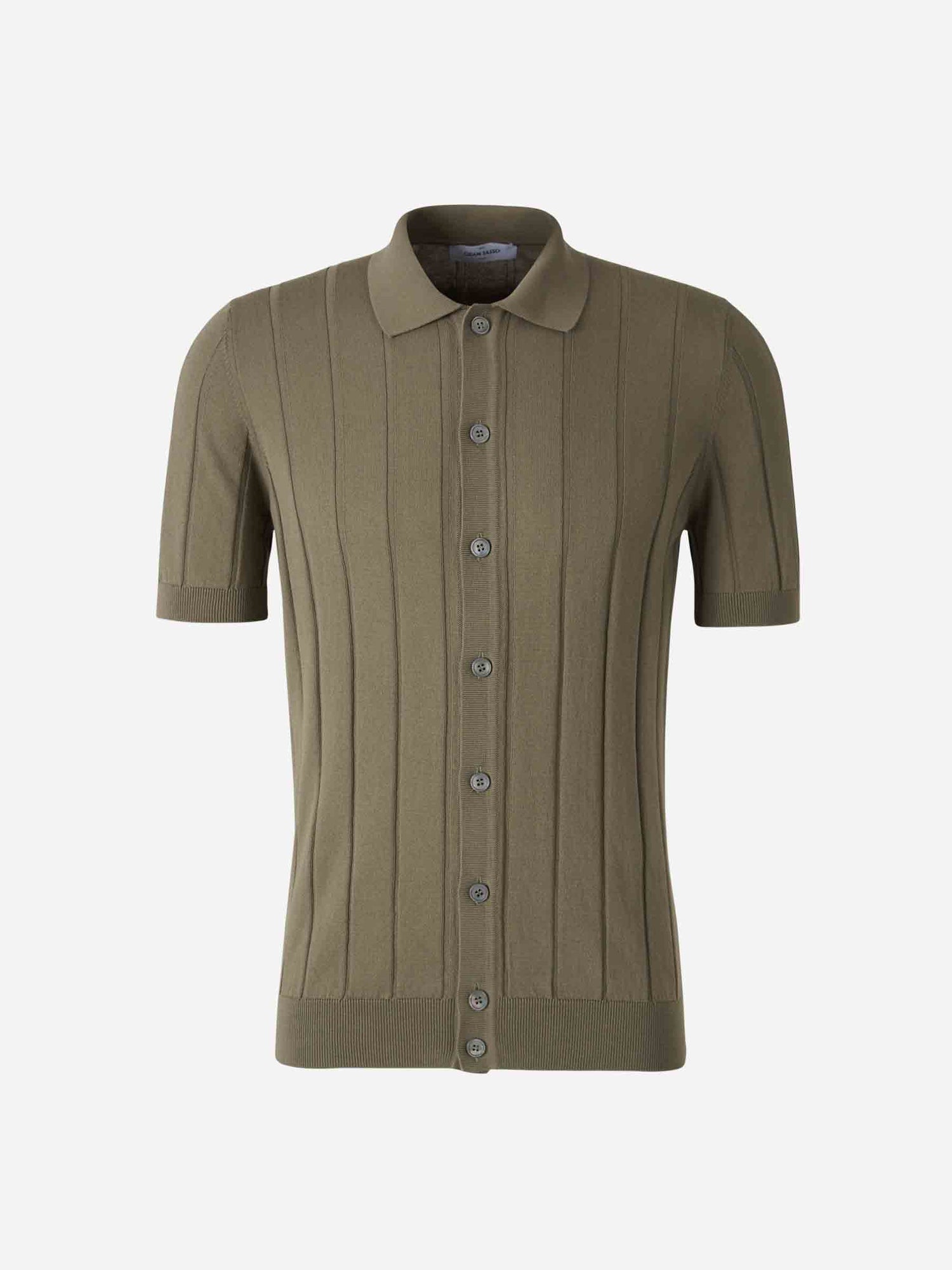 Outlet online Gran Sasso Hombre Polo Abierto Acanalado color Verde Militar sku 552-001598 02 - Foto 1