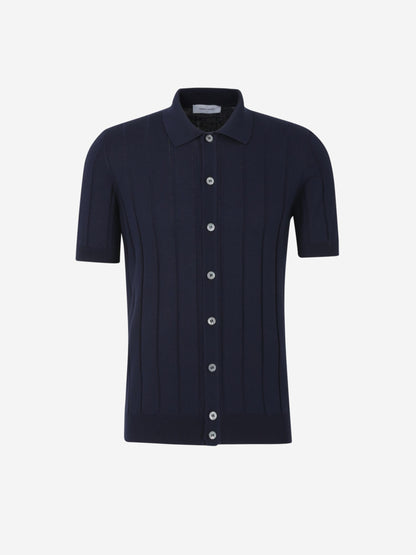 Outlet online Gran Sasso Hombre Polo Abierto Acanalado color Azul Noche sku 552-001598 03 - Foto 1
