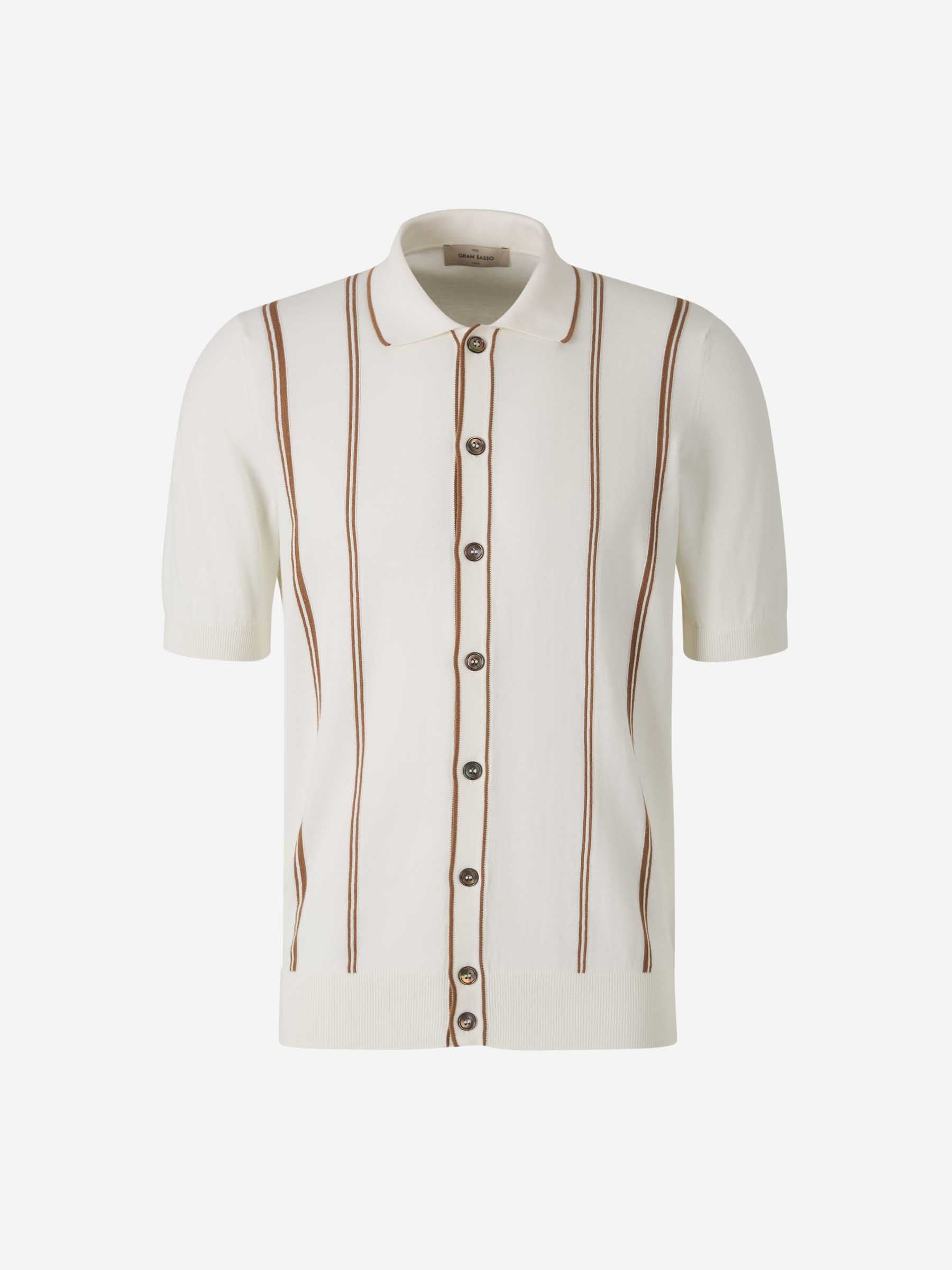 Outlet online Gran Sasso Hombre Polo Algodón Listado color Crema sku 552-001599 01 - Foto 1