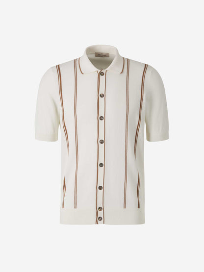 Outlet online Gran Sasso Hombre Polo Algodón Listado color Crema sku 552-001599 01 - Foto 1