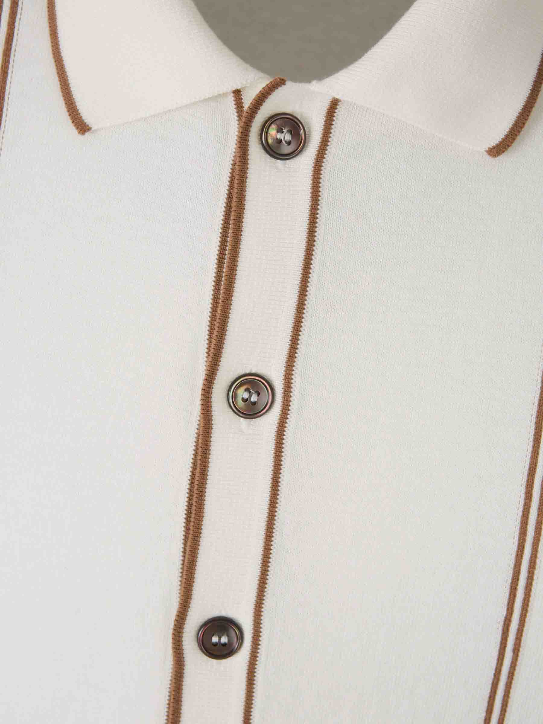 Outlet online Gran Sasso Hombre Polo Algodón Listado color Crema sku 552-001599 01 - Foto 3