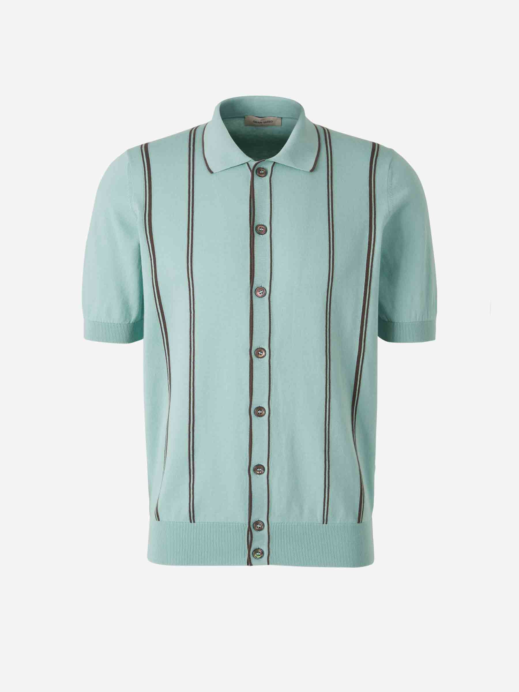 Outlet online Gran Sasso Hombre Polo Algodón Listado color Azul sku 552-001599 02 - Foto 1